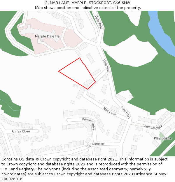 3, NAB LANE, MARPLE, STOCKPORT, SK6 6NW: Location map and indicative extent of plot