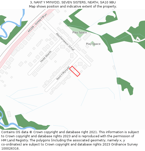 3, NANT Y MYNYDD, SEVEN SISTERS, NEATH, SA10 9BU: Location map and indicative extent of plot