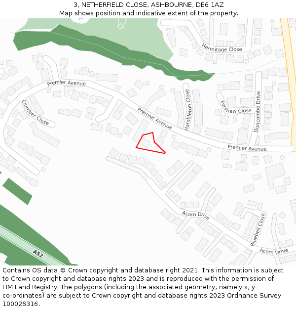 3, NETHERFIELD CLOSE, ASHBOURNE, DE6 1AZ: Location map and indicative extent of plot