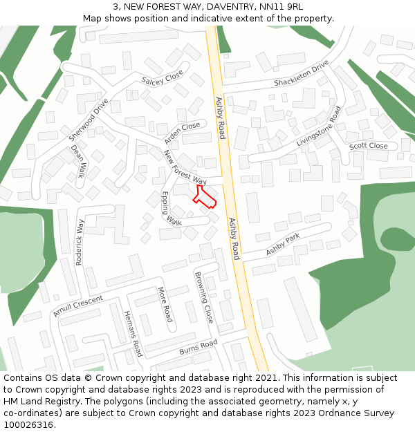 3, NEW FOREST WAY, DAVENTRY, NN11 9RL: Location map and indicative extent of plot