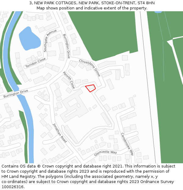 3, NEW PARK COTTAGES, NEW PARK, STOKE-ON-TRENT, ST4 8HN: Location map and indicative extent of plot