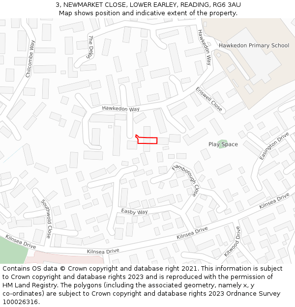 3, NEWMARKET CLOSE, LOWER EARLEY, READING, RG6 3AU: Location map and indicative extent of plot
