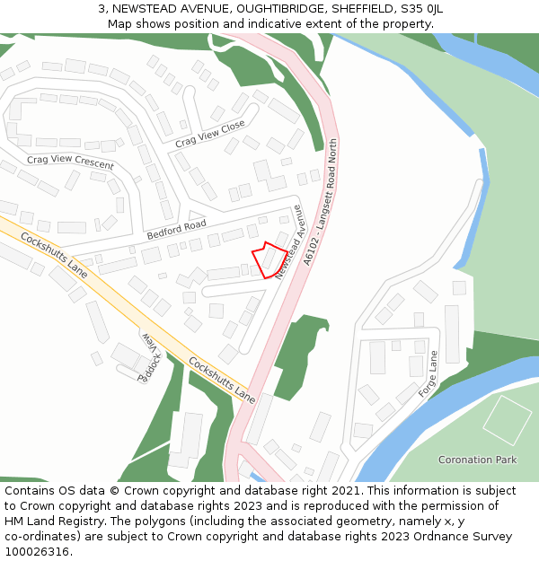 3, NEWSTEAD AVENUE, OUGHTIBRIDGE, SHEFFIELD, S35 0JL: Location map and indicative extent of plot