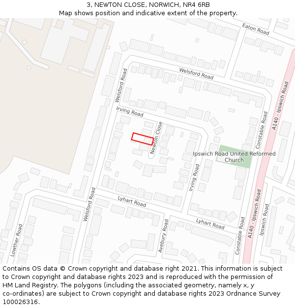 3, NEWTON CLOSE, NORWICH, NR4 6RB: Location map and indicative extent of plot