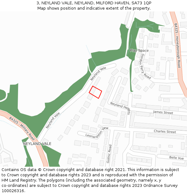 3, NEYLAND VALE, NEYLAND, MILFORD HAVEN, SA73 1QP: Location map and indicative extent of plot