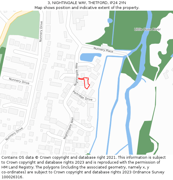 3, NIGHTINGALE WAY, THETFORD, IP24 2YN: Location map and indicative extent of plot