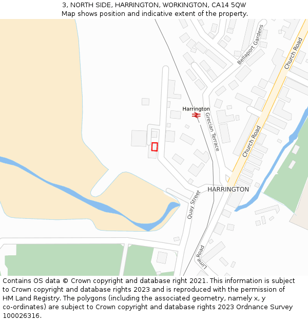 3, NORTH SIDE, HARRINGTON, WORKINGTON, CA14 5QW: Location map and indicative extent of plot