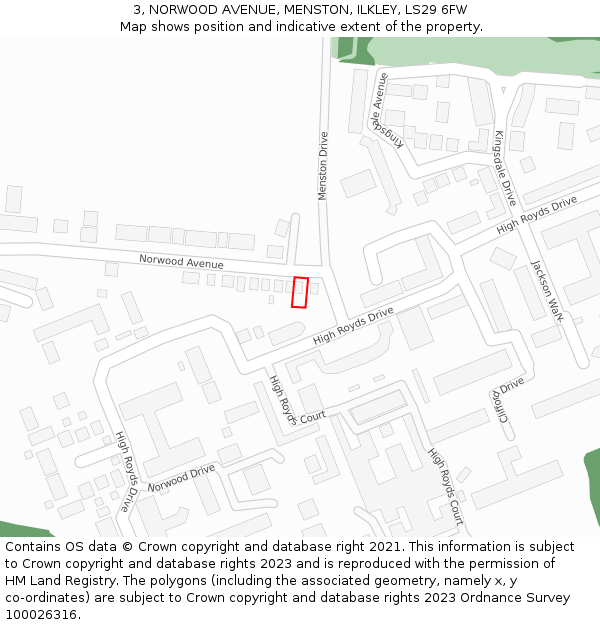 3, NORWOOD AVENUE, MENSTON, ILKLEY, LS29 6FW: Location map and indicative extent of plot