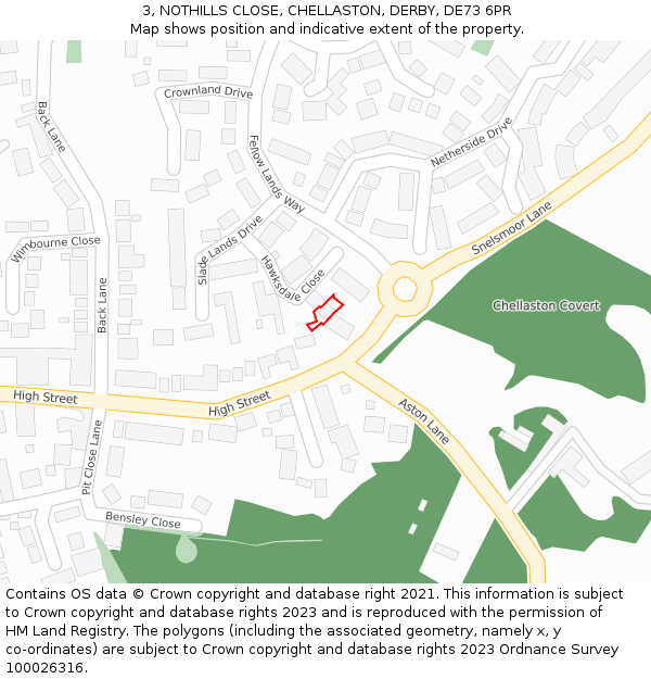 3, NOTHILLS CLOSE, CHELLASTON, DERBY, DE73 6PR: Location map and indicative extent of plot