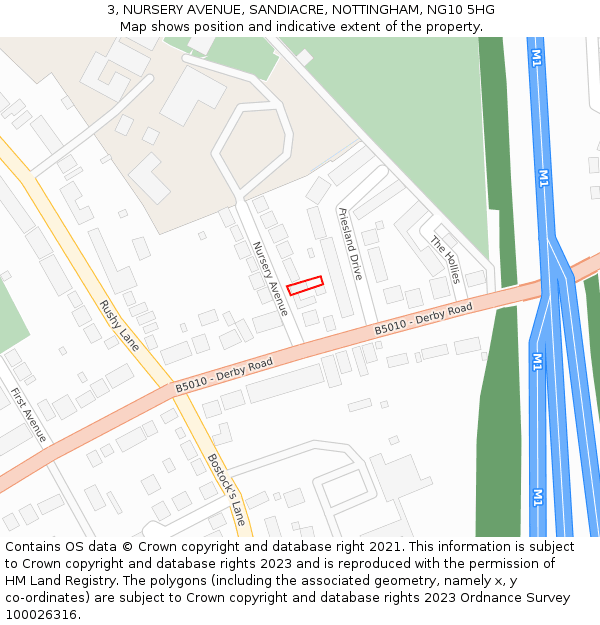 3, NURSERY AVENUE, SANDIACRE, NOTTINGHAM, NG10 5HG: Location map and indicative extent of plot