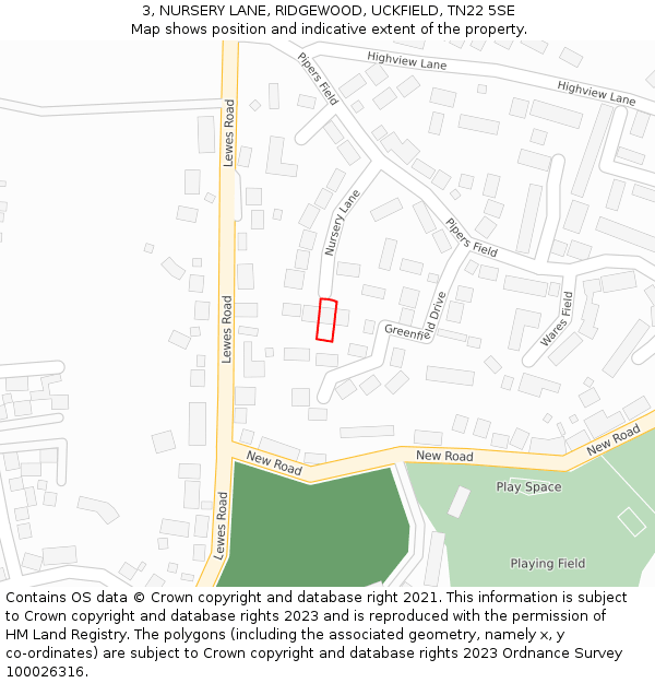 3, NURSERY LANE, RIDGEWOOD, UCKFIELD, TN22 5SE: Location map and indicative extent of plot