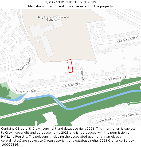 3, OAK VIEW, SHEFFIELD, S17 3RX: Location map and indicative extent of plot