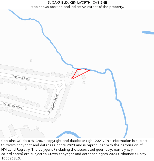 3, OAKFIELD, KENILWORTH, CV8 2NE: Location map and indicative extent of plot