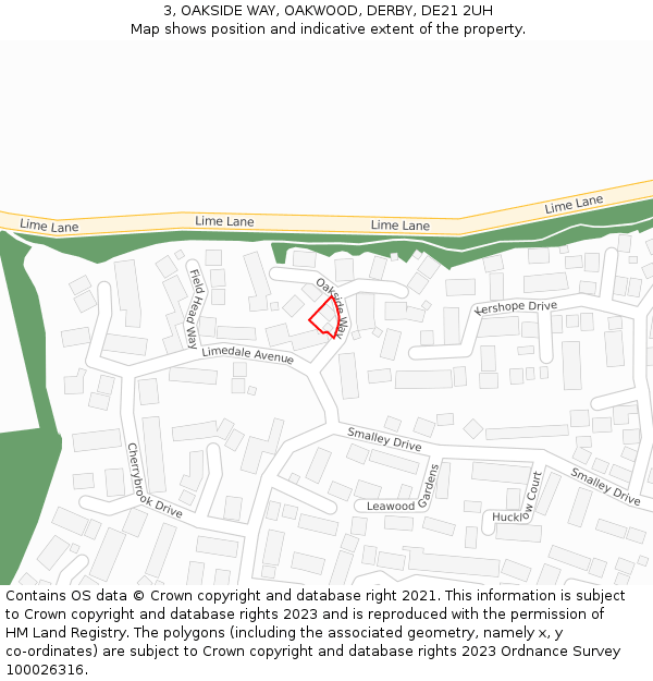 3, OAKSIDE WAY, OAKWOOD, DERBY, DE21 2UH: Location map and indicative extent of plot
