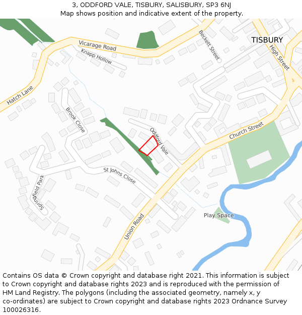 3, ODDFORD VALE, TISBURY, SALISBURY, SP3 6NJ: Location map and indicative extent of plot