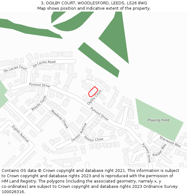 3, OGILBY COURT, WOODLESFORD, LEEDS, LS26 8WG: Location map and indicative extent of plot