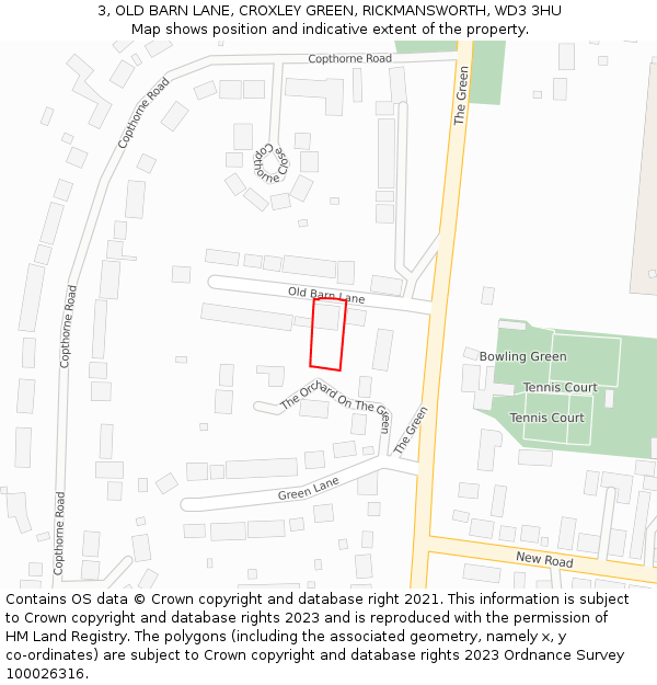 3, OLD BARN LANE, CROXLEY GREEN, RICKMANSWORTH, WD3 3HU: Location map and indicative extent of plot