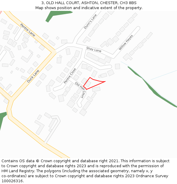 3, OLD HALL COURT, ASHTON, CHESTER, CH3 8BS: Location map and indicative extent of plot