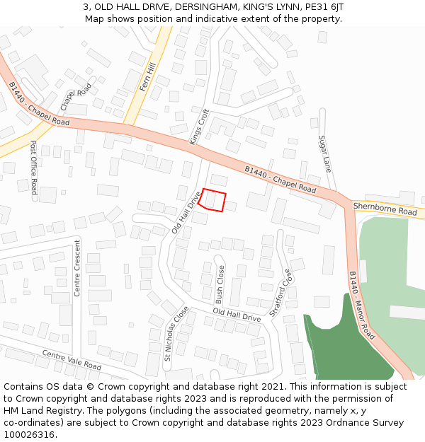 3, OLD HALL DRIVE, DERSINGHAM, KING'S LYNN, PE31 6JT: Location map and indicative extent of plot