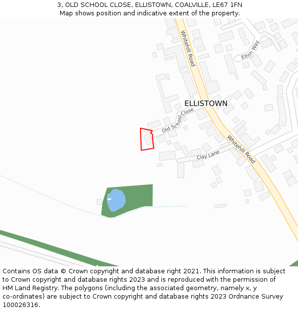 3, OLD SCHOOL CLOSE, ELLISTOWN, COALVILLE, LE67 1FN: Location map and indicative extent of plot