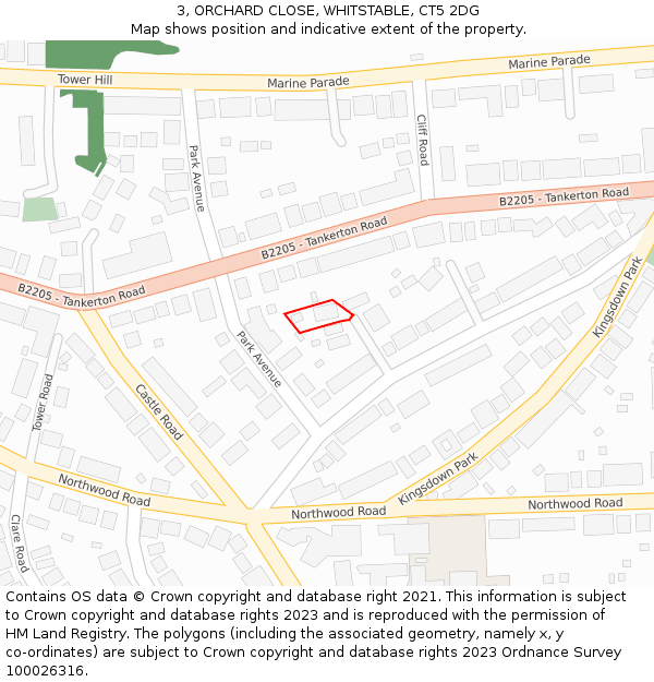 3, ORCHARD CLOSE, WHITSTABLE, CT5 2DG: Location map and indicative extent of plot