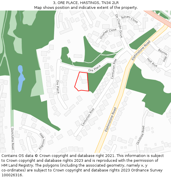 3, ORE PLACE, HASTINGS, TN34 2LR: Location map and indicative extent of plot