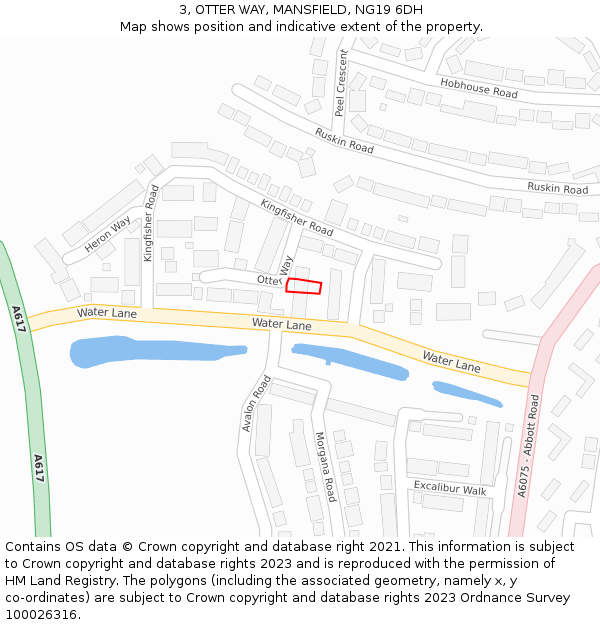 3, OTTER WAY, MANSFIELD, NG19 6DH: Location map and indicative extent of plot