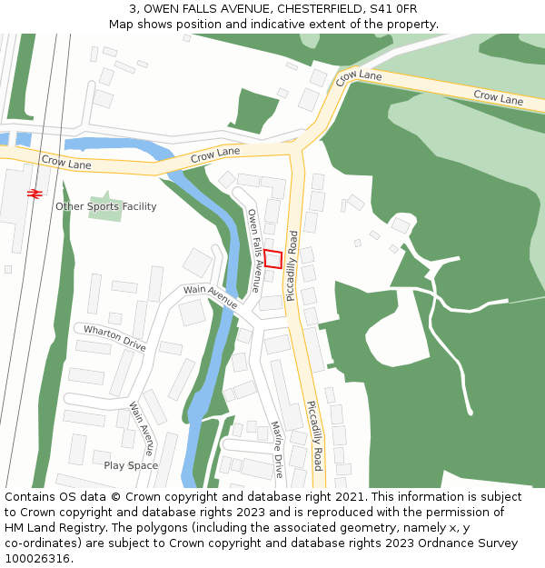 3, OWEN FALLS AVENUE, CHESTERFIELD, S41 0FR: Location map and indicative extent of plot
