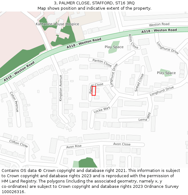 3, PALMER CLOSE, STAFFORD, ST16 3RQ: Location map and indicative extent of plot