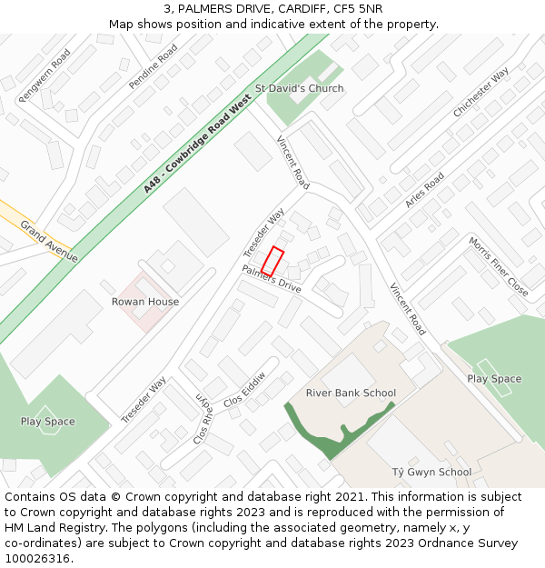 3, PALMERS DRIVE, CARDIFF, CF5 5NR: Location map and indicative extent of plot