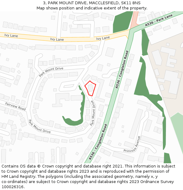 3, PARK MOUNT DRIVE, MACCLESFIELD, SK11 8NS: Location map and indicative extent of plot