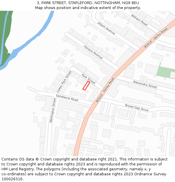 3, PARK STREET, STAPLEFORD, NOTTINGHAM, NG9 8EU: Location map and indicative extent of plot