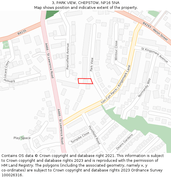 3, PARK VIEW, CHEPSTOW, NP16 5NA: Location map and indicative extent of plot