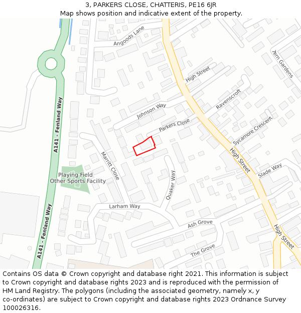 3, PARKERS CLOSE, CHATTERIS, PE16 6JR: Location map and indicative extent of plot