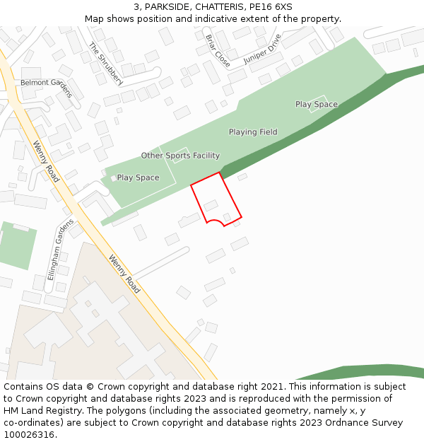 3, PARKSIDE, CHATTERIS, PE16 6XS: Location map and indicative extent of plot