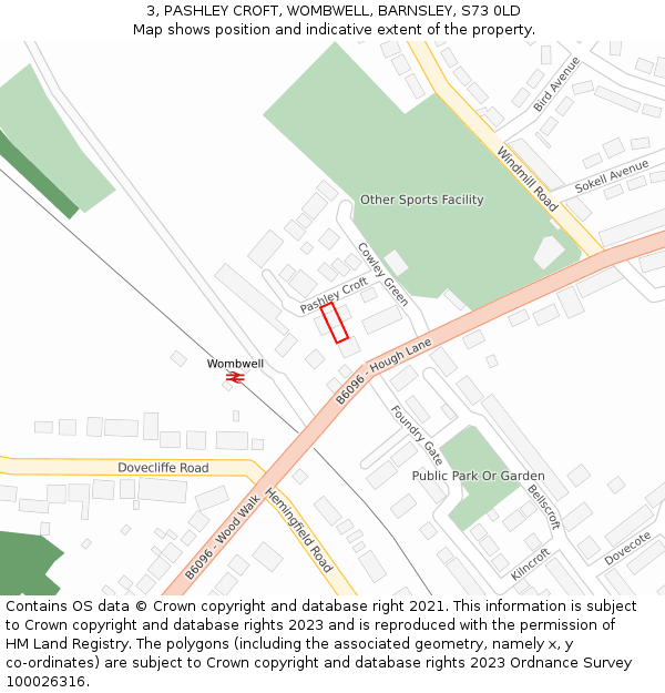 3, PASHLEY CROFT, WOMBWELL, BARNSLEY, S73 0LD: Location map and indicative extent of plot