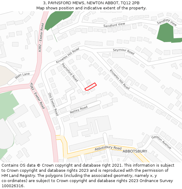 3, PAYNSFORD MEWS, NEWTON ABBOT, TQ12 2PB: Location map and indicative extent of plot