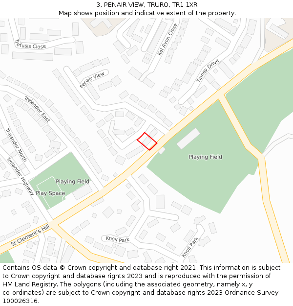 3, PENAIR VIEW, TRURO, TR1 1XR: Location map and indicative extent of plot