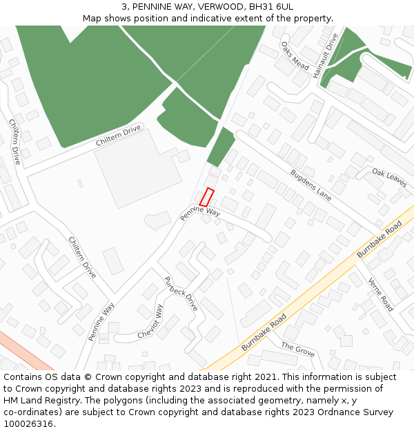 3, PENNINE WAY, VERWOOD, BH31 6UL: Location map and indicative extent of plot