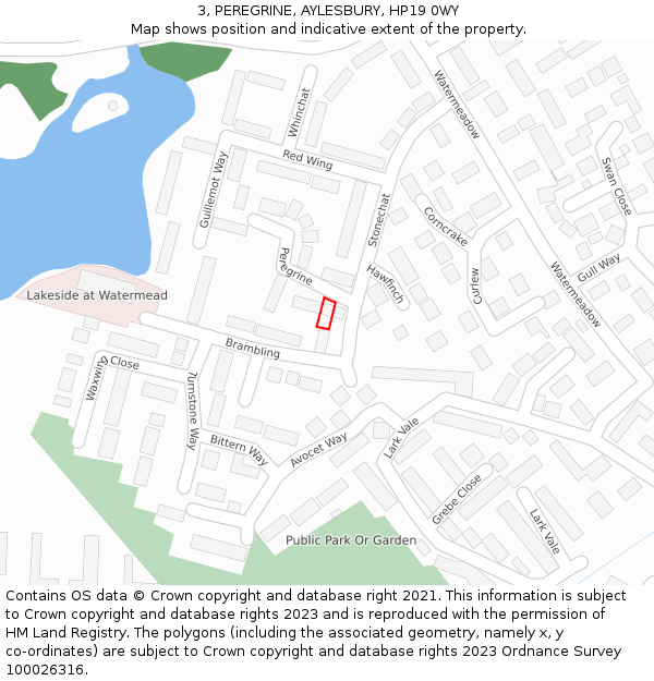 3, PEREGRINE, AYLESBURY, HP19 0WY: Location map and indicative extent of plot