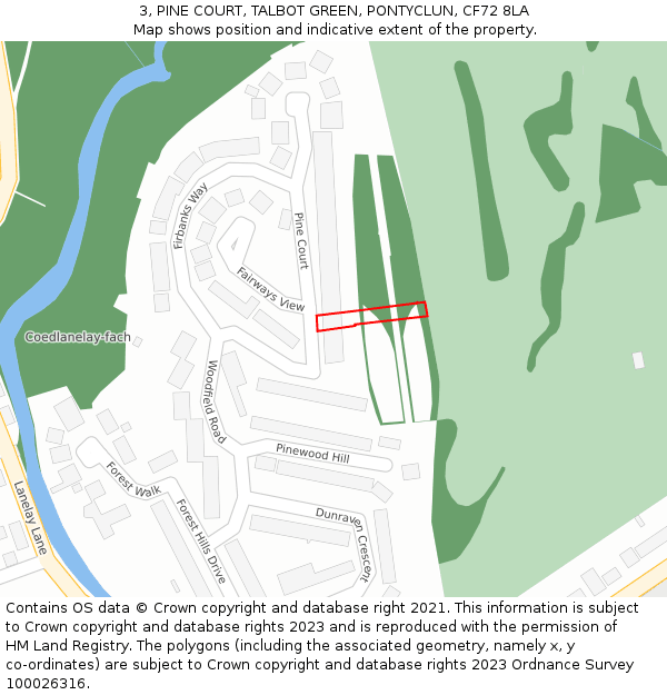 3, PINE COURT, TALBOT GREEN, PONTYCLUN, CF72 8LA: Location map and indicative extent of plot