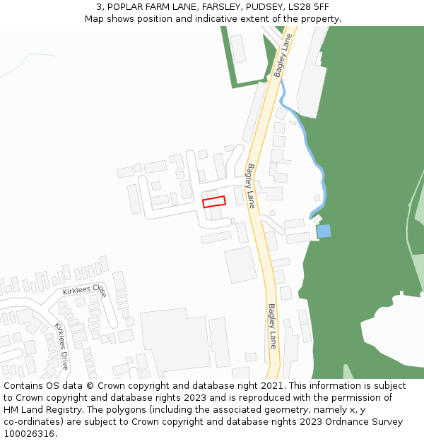 3, POPLAR FARM LANE, FARSLEY, PUDSEY, LS28 5FF: Location map and indicative extent of plot