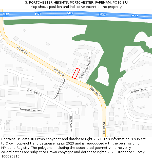 3, PORTCHESTER HEIGHTS, PORTCHESTER, FAREHAM, PO16 8JU: Location map and indicative extent of plot