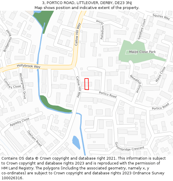 3, PORTICO ROAD, LITTLEOVER, DERBY, DE23 3NJ: Location map and indicative extent of plot