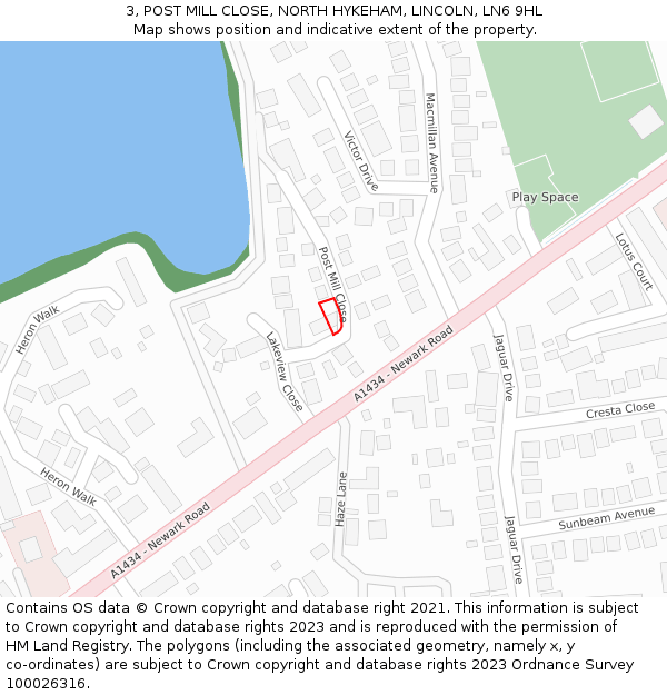 3, POST MILL CLOSE, NORTH HYKEHAM, LINCOLN, LN6 9HL: Location map and indicative extent of plot