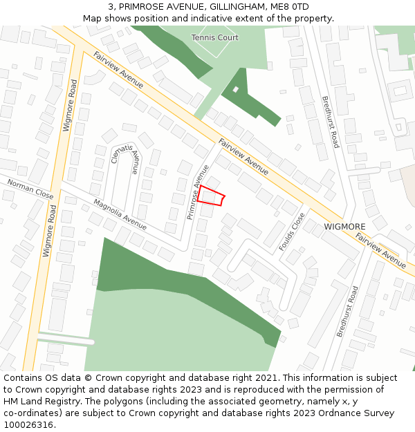 3, PRIMROSE AVENUE, GILLINGHAM, ME8 0TD: Location map and indicative extent of plot