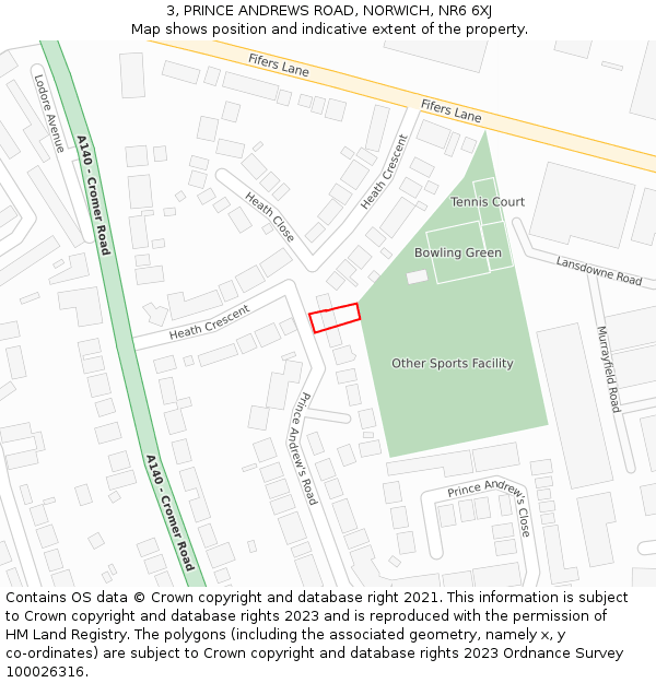 3, PRINCE ANDREWS ROAD, NORWICH, NR6 6XJ: Location map and indicative extent of plot