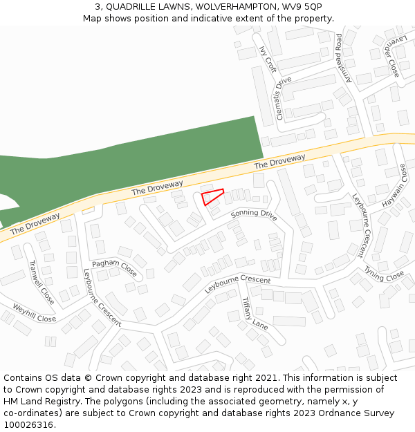 3, QUADRILLE LAWNS, WOLVERHAMPTON, WV9 5QP: Location map and indicative extent of plot