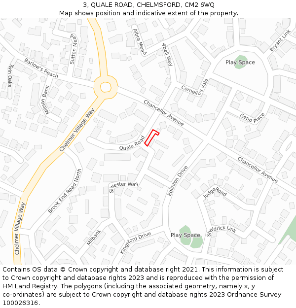 3, QUALE ROAD, CHELMSFORD, CM2 6WQ: Location map and indicative extent of plot