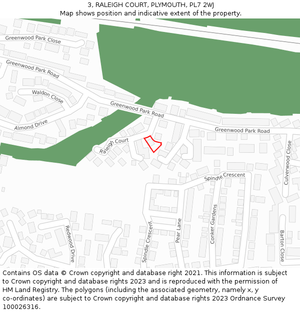 3, RALEIGH COURT, PLYMOUTH, PL7 2WJ: Location map and indicative extent of plot